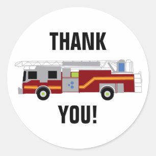 Firetruck Emergency Party Thank You Stickers
