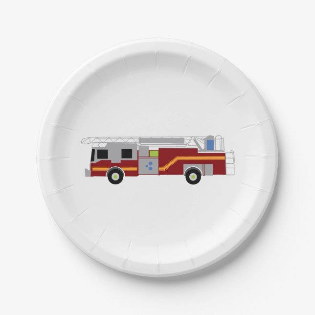Firetruck Emergency Vehicle Hero Paper Plates (Front)