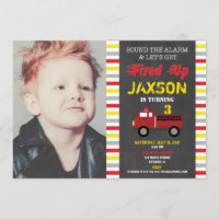 Firetruck fire engine birthday party boy photo