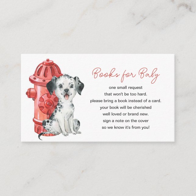 Firetruck Firefighter Baby Shower Book Request Enclosure Card (Front)