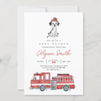 Firetruck Firefighter Baby Shower Invitation