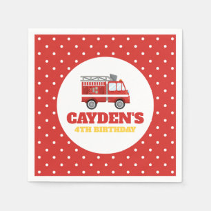 Firetruck Firefighter Birthday Party Napkin