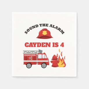 Firetruck Firefighter Birthday Party Napkin