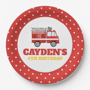 Firetruck Firefighter Birthday Party Paper Plate