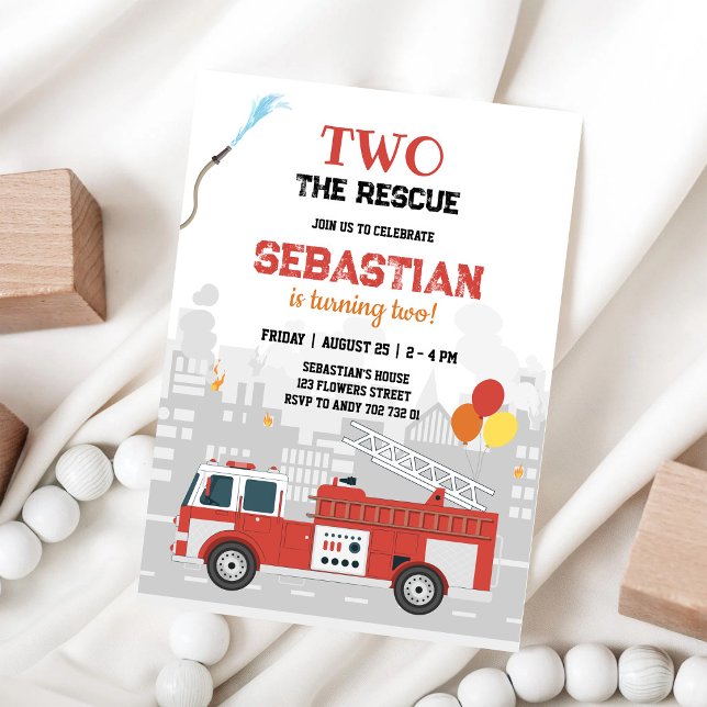 Firetruck Firefighter Boy Birthday Invitation (Creator Uploaded)