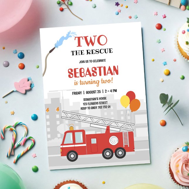 Firetruck Firefighter Boy Birthday Invitation (Creator Uploaded)