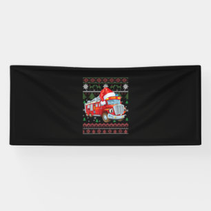 Firetruck Firefighter Christmas Cute Boy Santa Hat Banner