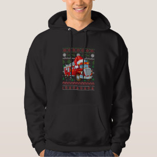 Firetruck Firefighter Christmas Cute Boy Santa Hat Hoodie