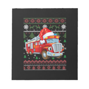 Firetruck Firefighter Christmas Cute Boy Santa Hat Notepad
