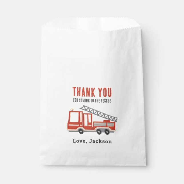 Firetruck Fireman Birthday Party Thank You Favour Bags (Front)