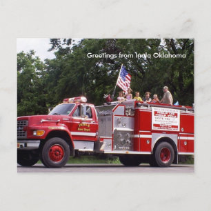 Firetruck, Greetings from Inola Oklahoma Postcard