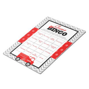 Firetruck Guest Bingo Baby Shower Game - 40 Pack Notepad