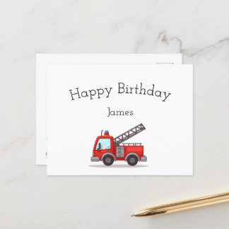 Firetruck Happy Birthday card 