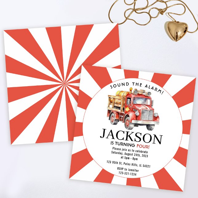 Firetruck invitation Fire truck birthday party (Creator Uploaded)