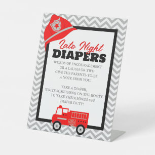 Firetruck Late Night Diaper Advice Display Pedestal Sign