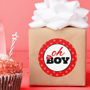Firetruck Oh Boy Baby Shower Party Stickers