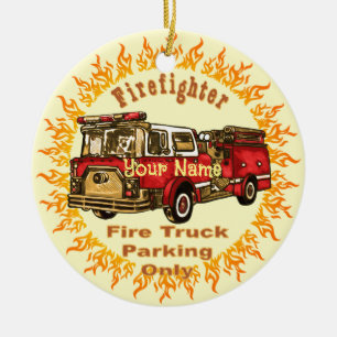 Firetruck Parking Ceramic Tree Decoration