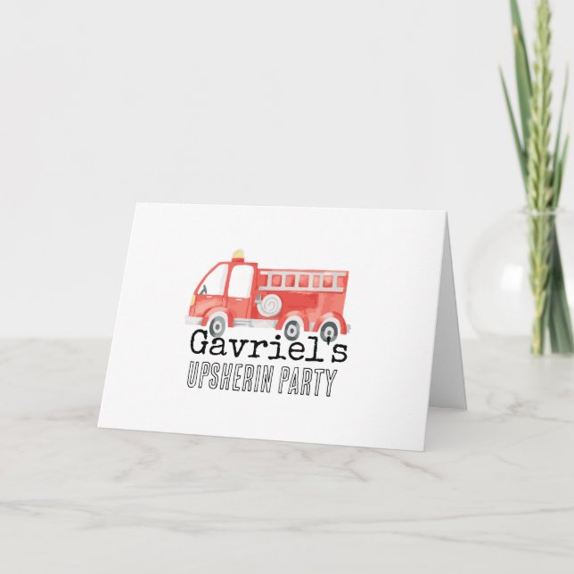 Firetruck Party Thank You Cards (Front)