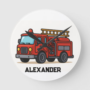 Firetruck personalised name wall clock