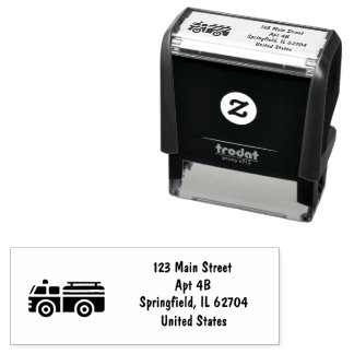 Firetruck Silhouette Address Self-inking Stamp