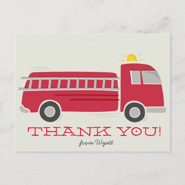 Firetruck Thank You Postcard (Front)