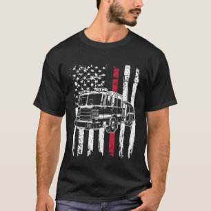 Firetruck USA Flag Firefighter Firemen Fire Rescue T-Shirt