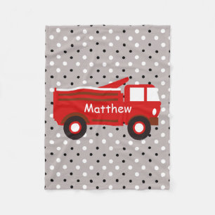 Firetruck w Name, cute for kids! Fleece Blanket