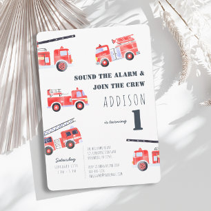 Firetrucks Birthday Invitation