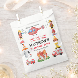 Firetrucks Boy 1st Birthday Cute Little party Favour Bags