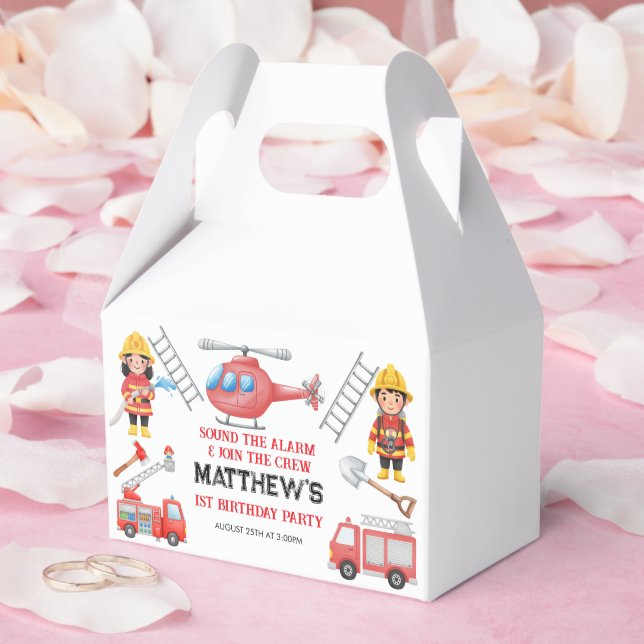 Firetrucks Boy 1st Birthday | Cute Little party Favour Box (Wedding)