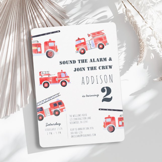 Firetrucks Boy 2nd Birthday Invitation (Creator Uploaded)