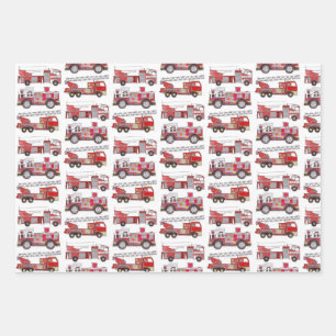 Firetrucks Wrapping Paper Sheet