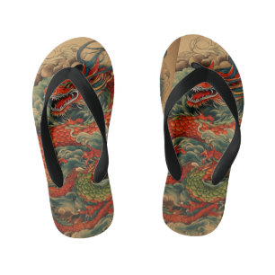 "Firewalker's Embrace: Dragon Scale Sandals" Kid's Flip Flops