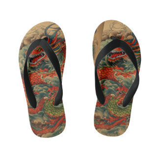 "Firewalker's Embrace: Dragon Scale Sandals" Kid's Flip Flops