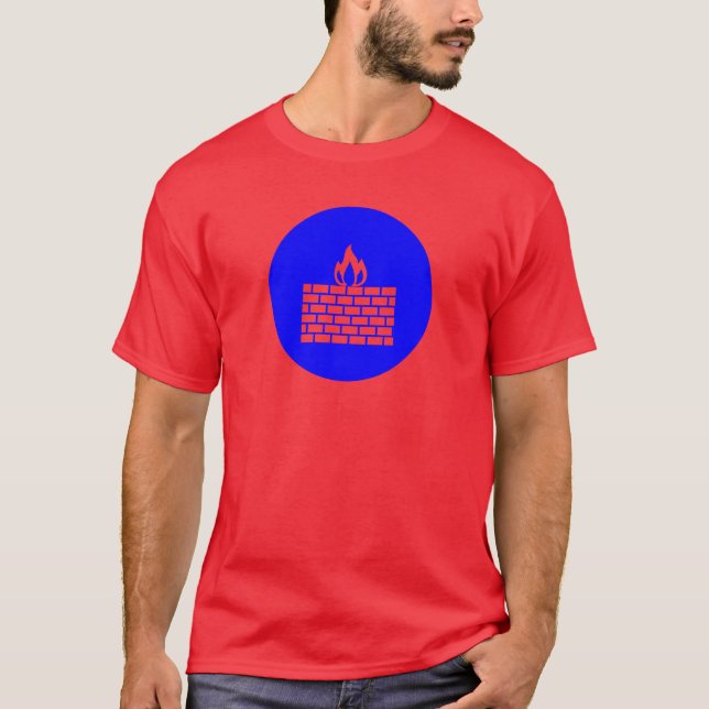 Firewall Icon on Blue Circular Background T-Shirt (Front)