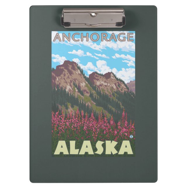Fireweed & Mountains - Anchorage, Alaska Clipboard (Front)