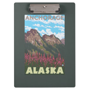 Fireweed & Mountains - Anchorage, Alaska Clipboard
