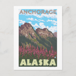 Fireweed & Mountains - Anchorage, Alaska Postcard