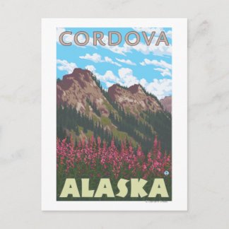 Fireweed & Mountains - Cordova, Alaska Postcard