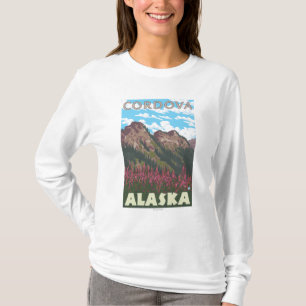 Fireweed & Mountains - Cordova, Alaska T-Shirt