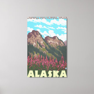 Fireweed & Mountains - Denali Nat'l Park, Canvas Print