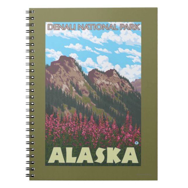 Fireweed & Mountains - Denali Nat'l Park, Notebook (Front)