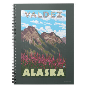 Fireweed & Mountains - Valdez, Alaska Notebook