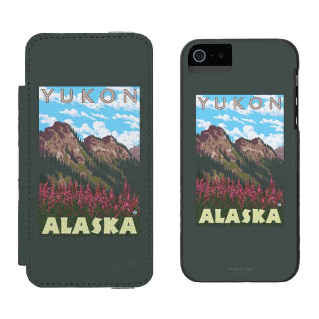 Fireweed & Mountains - Yukon, Alaska Incipio iPhone Wallet Case (Side by Side)