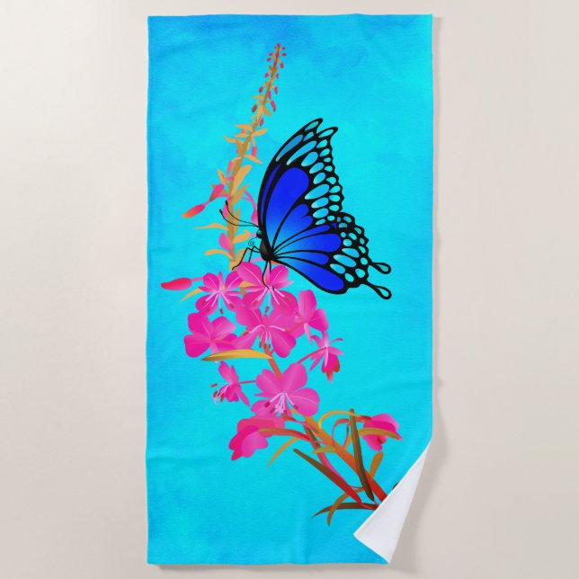 Fireweed With Butterfly - Beach Towel (Front)