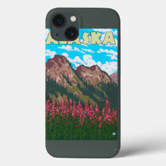 Fireweed with Mountains Vintage Travel Poster iPhone 13 Case