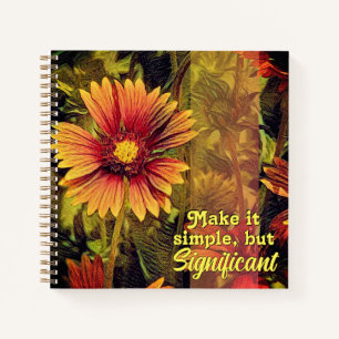Firewheel Flower Quote Notebook