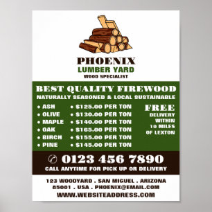 Firewood, Lumber/Timber/Wood Yard Advert Poster
