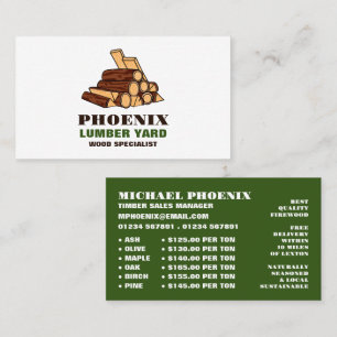 Firewood, Lumber/Timber/Wood Yard Business Card