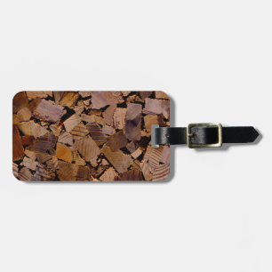 Firewood rustic cabin wood grain tree bark pattern luggage tag